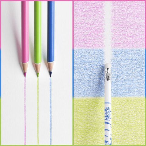Карандаши цветные стираемые с ластиком BIC &quot;Kids Evolution Illusion&quot;, 12 ЦВЕТОВ, европодвес, 987868