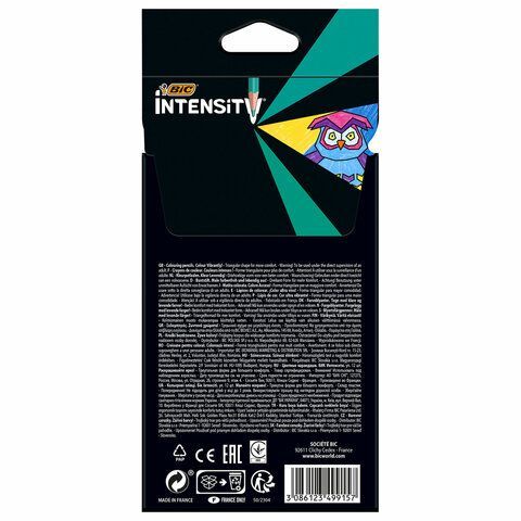 Карандаши цветные BIC &quot;Intensity&quot;, 12 ЦВЕТОВ, трехгранные, пластиковые, европодвес, 9505272