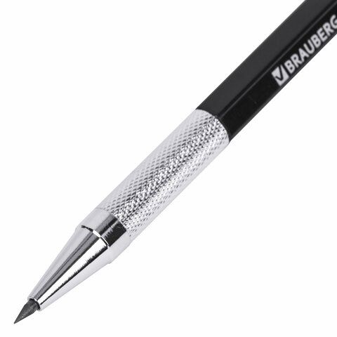 Карандаш механический цанговый 2 мм, HB, BRAUBERG &quot;METALLIC X-20&quot;, металлические детали, 181976