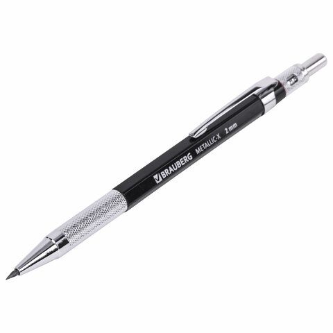 Карандаш механический цанговый 2 мм, HB, BRAUBERG &quot;METALLIC X-20&quot;, металлические детали, 181976