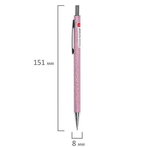 Карандаш механический 0,5 мм, HB, BRAUBERG &quot;ROSE PINK&quot;, металлический корпус, 181979