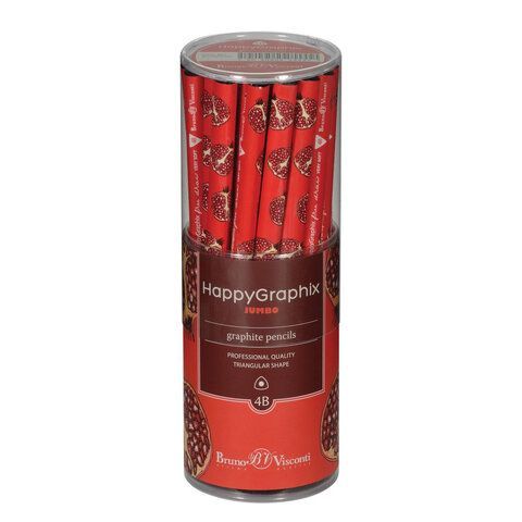 Карандаш чернографитный утолщенный BRUNO VISCONTI 30 шт. &quot;HappyGraphix Jumbo&quot;, &quot;Fresh &amp; fruity. Гранат&quot;, 4В, 21-0062/04