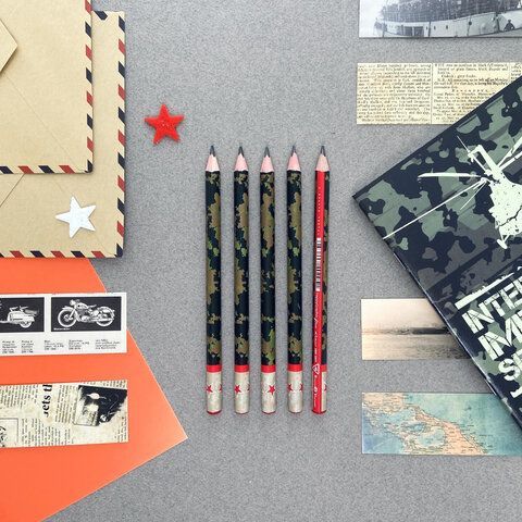 Карандаш чернографитный утолщенный BRUNO VISCONTI 30 шт. &quot;HappyGraphix Jumbo&quot;, &quot;Милитари. Звезда&quot;, 4В, 21-0062/11