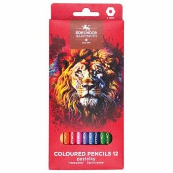 Карандаши цветные KOH-I-NOOR "RED LION" 12 цветов, шестигранные, 2,8 мм, натуральное дерево, 3552/12, 3552012063KS