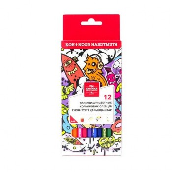 Карандаши цветные KOH-I-NOOR "TEENAGE", 12цв., 3мм, европодвес, 3552/12, 3552012042KSRU