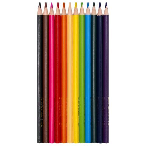 Карандаши цветные ЛУЧ "Школа Творчества", 12 цветов, трехгранные, натуральное дерево,, 30С 1806-08