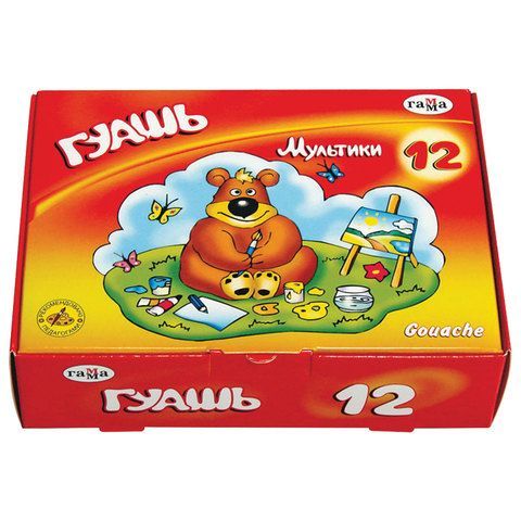 Гуашь ГАММА &quot;Мультики&quot;, 12 цветов по 20 мл, картонная упаковка, 221032