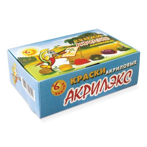 Краски акриловые &quot;Акрилэкс&quot;, 6 цветов по 20 мл, в баночках, 24-6.20-50