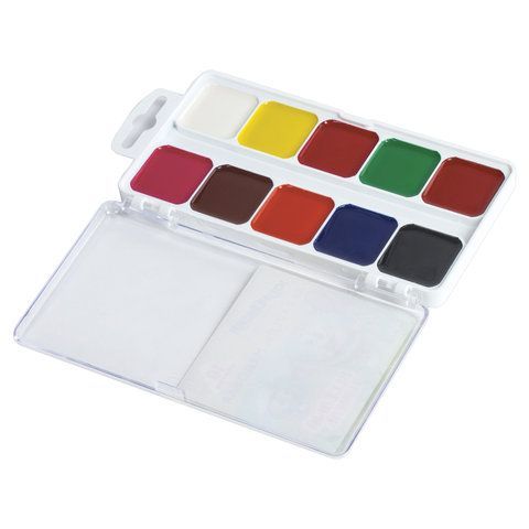 Краски акварельные ЮНЛАНДИЯ 12 шт. "ВЕСЁЛЫЙ ШМЕЛЬ", медовые, 10 цветов, КЛАССИЧЕСКИЕ, пластик, 191323