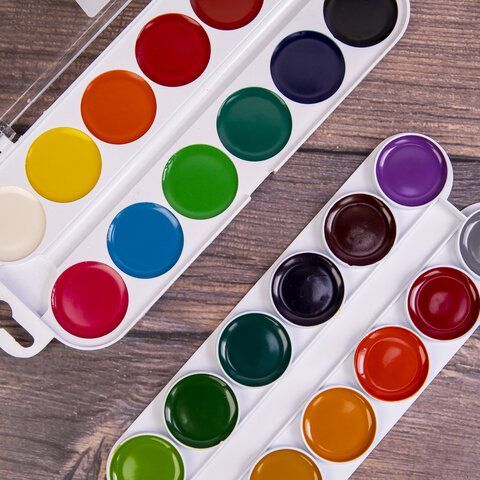 Краски акварельные ЮНЛАНДИЯ 8 шт. "ЮНЫЙ ВОЛШЕБНИК", медовые, 24 цвета, КЛАССИЧЕСКИЕ, пластик, 191325