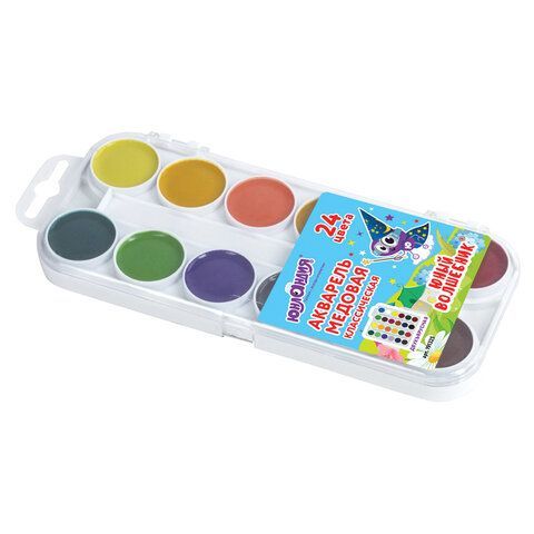 Краски акварельные ЮНЛАНДИЯ 8 шт. "ЮНЫЙ ВОЛШЕБНИК", медовые, 24 цвета, КЛАССИЧЕСКИЕ, пластик, 191325