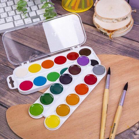 Краски акварельные ЮНЛАНДИЯ 8 шт. "ЮНЫЙ ВОЛШЕБНИК", медовые, 24 цвета, КЛАССИЧЕСКИЕ, пластик, 191325