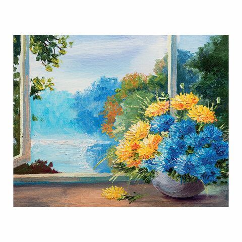 Холст на картоне с контуром BRAUBERG ART CLASSIC &quot;БУКЕТ&quot; 30х40см, грунтованный, хлопок, 191540