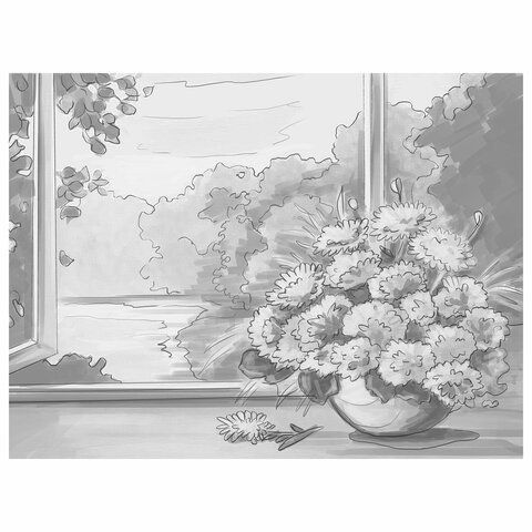 Холст на картоне с контуром BRAUBERG ART CLASSIC &quot;БУКЕТ&quot; 30х40см, грунтованный, хлопок, 191540
