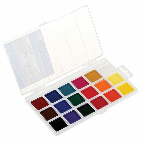 Краски акварельные ГАММА &quot;Классическая&quot;, 18 цветов, медовая, пластиковый корпус, европодвес, 1009196