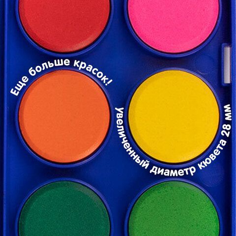 Краски акварельные BRAUBERG &quot;PREMIUM&quot; 12 цветов, круглые кюветы 28 мм, пенал, 191743