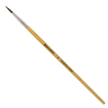 Кисть BRAUBERG 3 шт., пони, круглая, № 3, 200189
