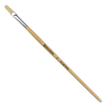 Кисть BRAUBERG 3 шт., щетина, плоская, № 6, 200201