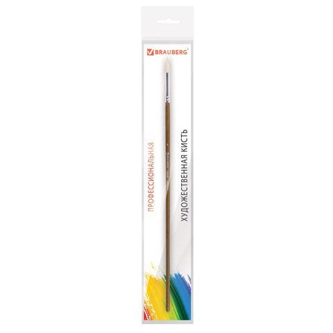 Кисть художественная профессиональная BRAUBERG ART 5 шт. CLASSIC, щетина, круглая, № 4, длинная ручка, 200708