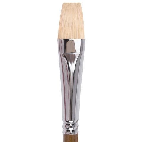 Кисть художественная профессиональная BRAUBERG ART 2 шт. CLASSIC, щетина, плоская, № 14, длинная ручка, 200719