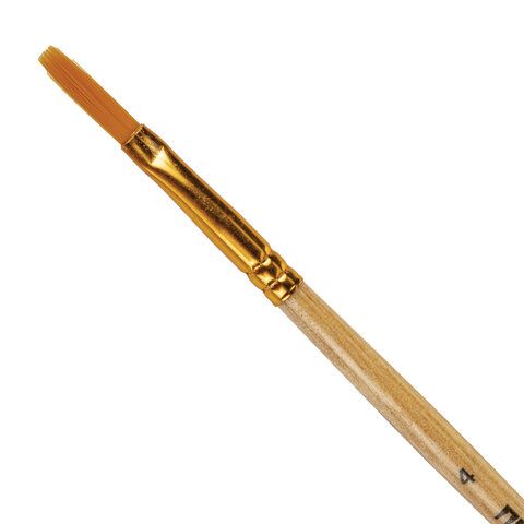 Кисть ПИФАГОР 30 шт., СИНТЕТИКА, плоская, № 4, деревянная лакированная ручка, с колпачком, 200857