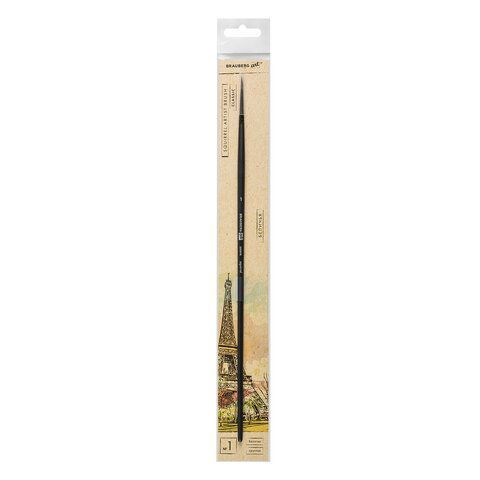 Кисть художественная проф. BRAUBERG ART 3 шт. CLASSIC, белка, круглая, № 1, длинная ручка, 200898