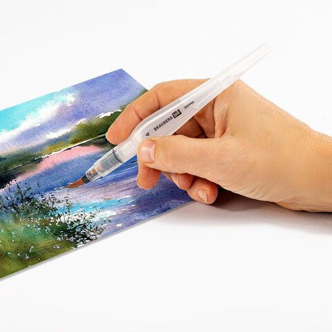 Кисть художественная BRAUBERG ART 3 шт. DEBUT, с резервуаром для воды, синтетика, № 4, короткая, 200946