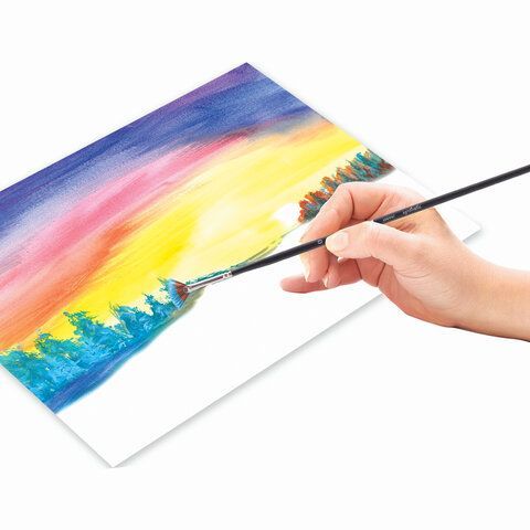 Кисть художественная профессиональная BRAUBERG ART 3 шт. CLASSIC, синтетика, мягкая, веерная, № 0, длинная ручка, 200947
