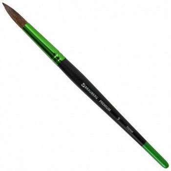 Кисть из ворса пони № 9, BRAUBERG 4 шт. PREMIUM, 200988