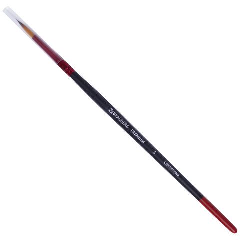 Кисть синтетика, круглая №3, BRAUBERG 30 шт. PREMIUM, 201002