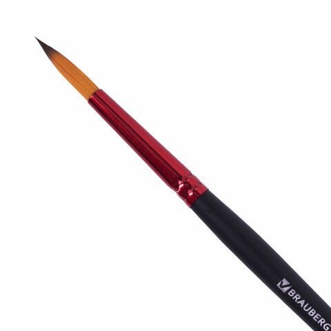 Кисть синтетика, круглая № 6, BRAUBERG 4 шт. PREMIUM, 201005