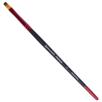 Кисть синтетика, плоская № 5, BRAUBERG 5 шт. PREMIUM, 201014