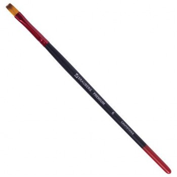 Кисть синтетика, плоская № 6, BRAUBERG 5 шт. PREMIUM, 201015