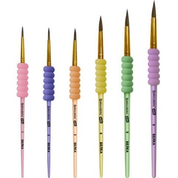 Кисти c EVA вставкой БЕЛКА набор 6 шт. (круглые № 1, 2, 3, 4, 5, 6), блистер, BRAUBERG KIDS, 201093