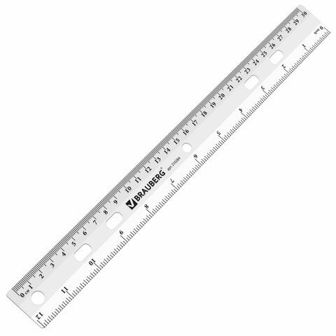 Линейка пластиковая 30 см, BRAUBERG 24 шт. &quot;Crystal&quot;, прозрачная, 210284