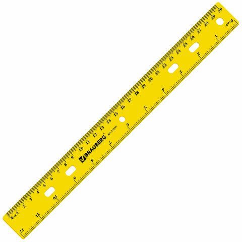 Линейка пластиковая 30 см, BRAUBERG 12 шт. &quot;Crystal&quot;, тонированная, ассорти, 210291