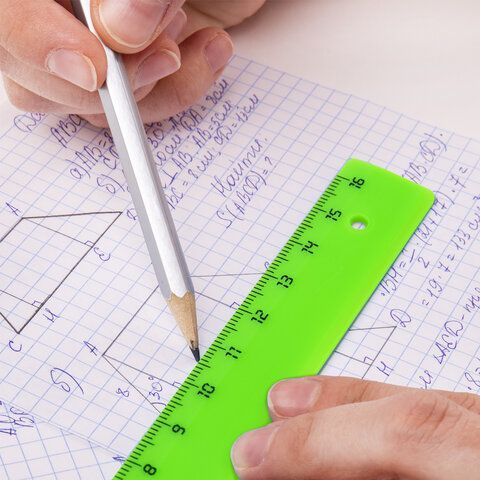 Линейка пластиковая 16 см, ПИФАГОР 5 шт., непрозрачная, неоновая, ассорти, 210603