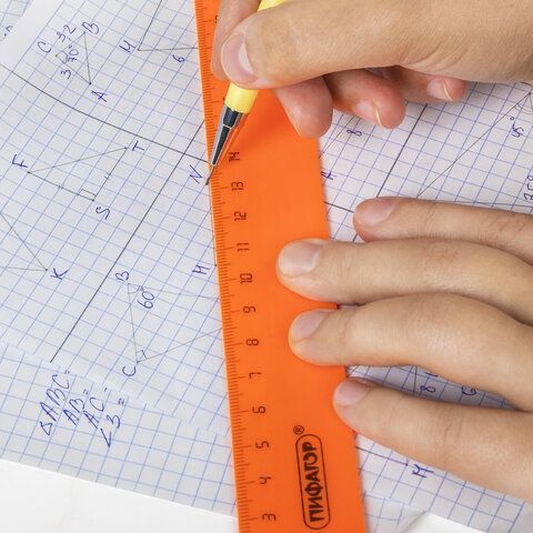 Линейка пластиковая 20 см, ПИФАГОР 4 шт., непрозрачная, неоновая, ассорти, 210604