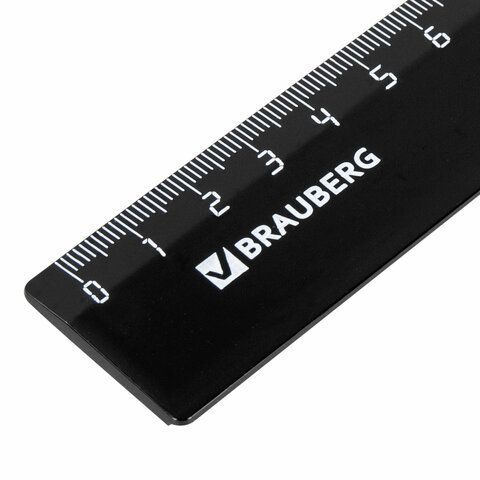 Линейка пластик 30 см, BRAUBERG 5 шт., непрозрачная, черная, 210612
