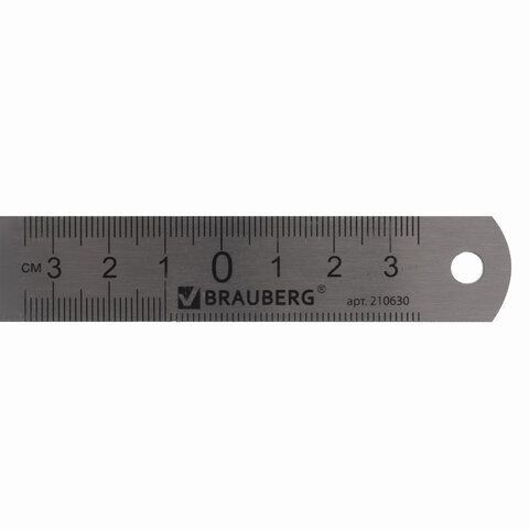 Линейка металлическая 15 см, BRAUBERG 3 шт., европодвес, 210630