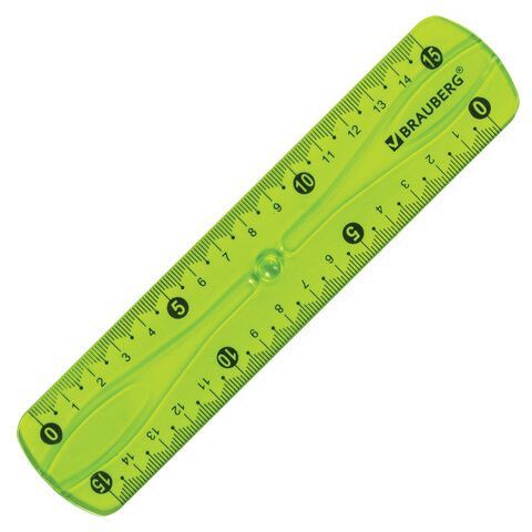 Линейка 15 см гибкая BRAUBERG 2 шт. &quot;FLEX&quot;, пластиковая, ассорти, европодвес, 210673