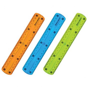 Линейка 20 см гибкая BRAUBERG 2 шт. "FLEX", пластиковая, ассорти, европодвес, 210674