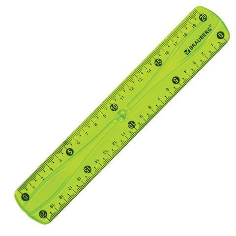 Линейка 20 см гибкая BRAUBERG 2 шт. &quot;FLEX&quot;, пластиковая, ассорти, европодвес, 210674