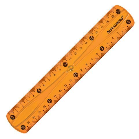 Линейка 20 см гибкая BRAUBERG 2 шт. &quot;FLEX&quot;, пластиковая, ассорти, европодвес, 210674