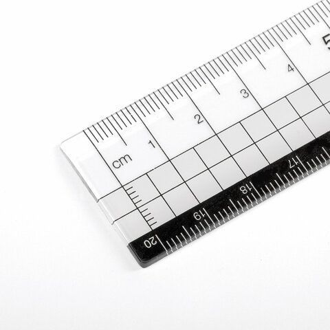 Линейка пластик 20 см BRAUBERG 4 шт., прозрачная, черно-белая печать, европодвес, 210742
