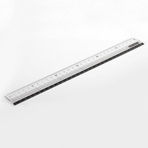 Линейка пластиковая 30 см BRAUBERG 2 шт., прозрачная, черно-белая печать, европодвес, 210743