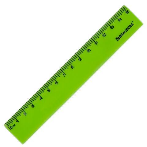 Линейка пластиковая 15 см BRAUBERG 8 шт. &quot;NEON&quot;, непрозрачная, ассорти, 210750
