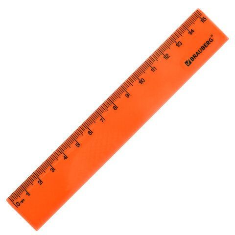 Линейка пластиковая 15 см BRAUBERG 8 шт. &quot;NEON&quot;, непрозрачная, ассорти, 210750