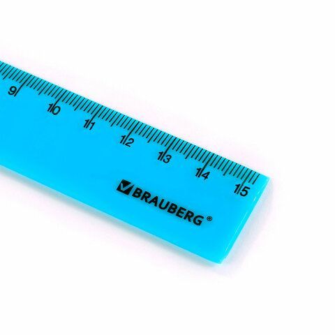 Линейка пластиковая 15 см BRAUBERG 8 шт. &quot;NEON&quot;, непрозрачная, ассорти, 210750