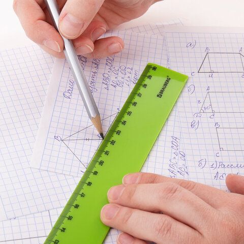 Линейка пластиковая 30 см BRAUBERG 4 шт. &quot;NEON&quot;, непрозрачная, ассорти, 210751